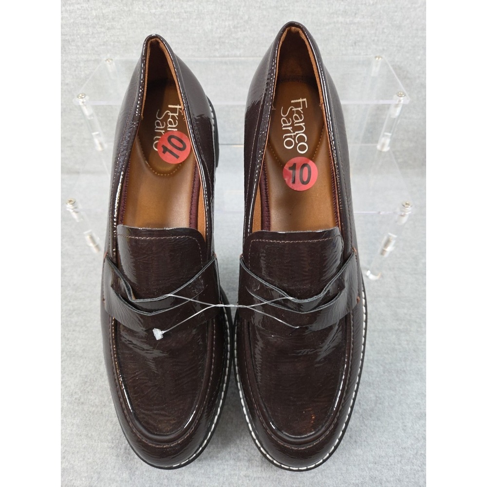 Franco Sarto Dark Brown Patent Loafers - Picture 2 of 11